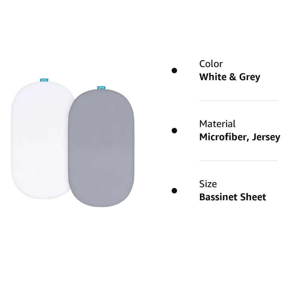 White and Gray 2ct Fitted Bassinet Sheets